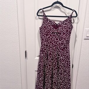 Eva Mendez for New York & Company Burgundy Polka Dot Midi Dress